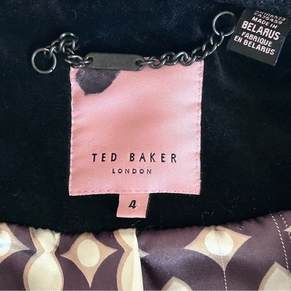 TED BAKER Womens Wool Mohair Blend Black Single Breasted Peacoat TB Size 4 US 8 - Picture 10 of 15